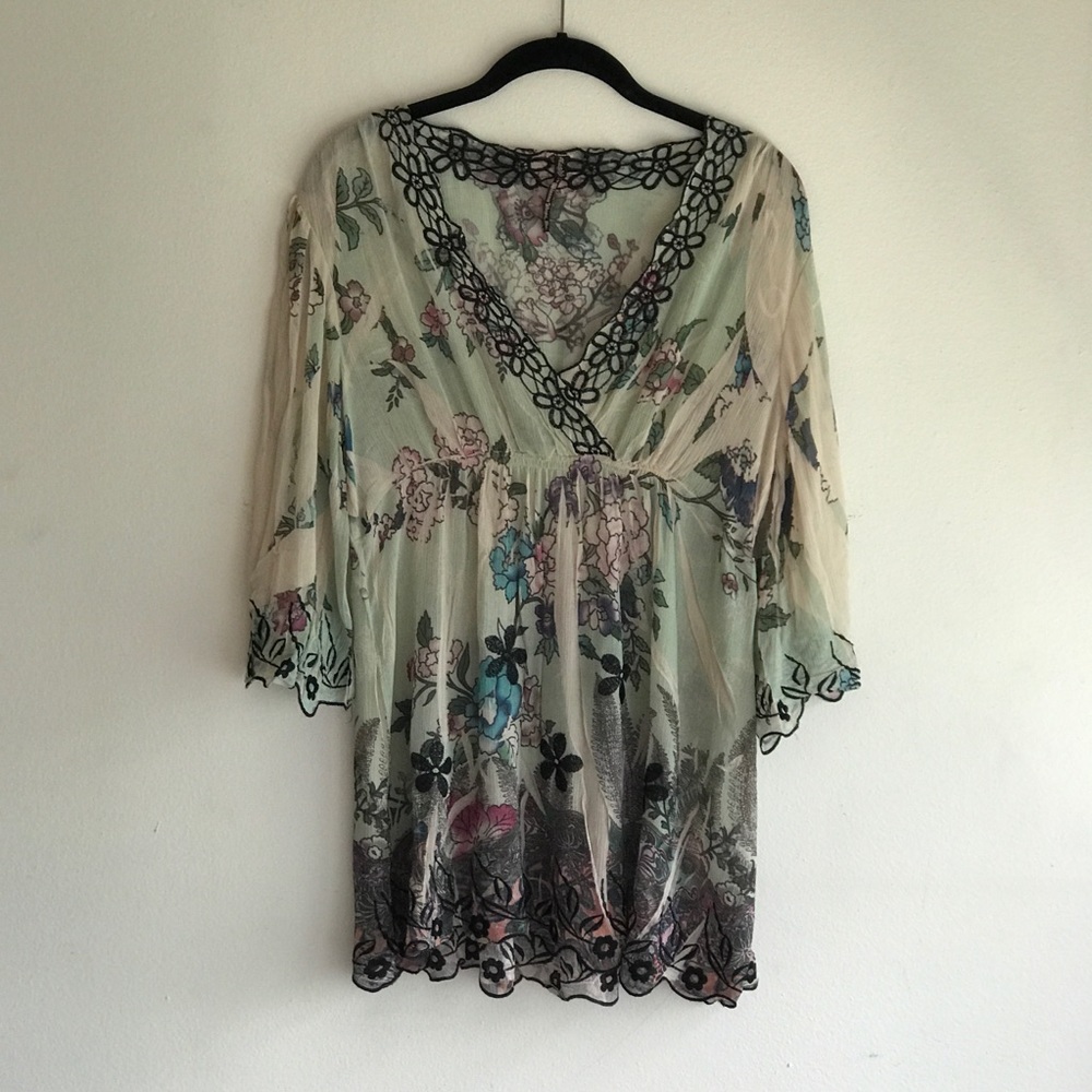 Pale Green Mushka by Sienna Rose 3/4 Sleeve Blouse